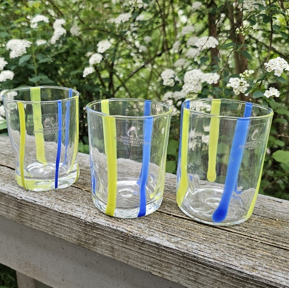 **Alessandro Coppola Blue Goto Glasses Set of 3 - Picture 7 of 14